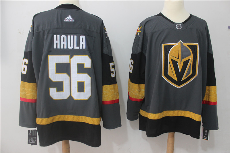 Men NHL Vegas Golden Knights 56 Haula Grey Adidas jerseys